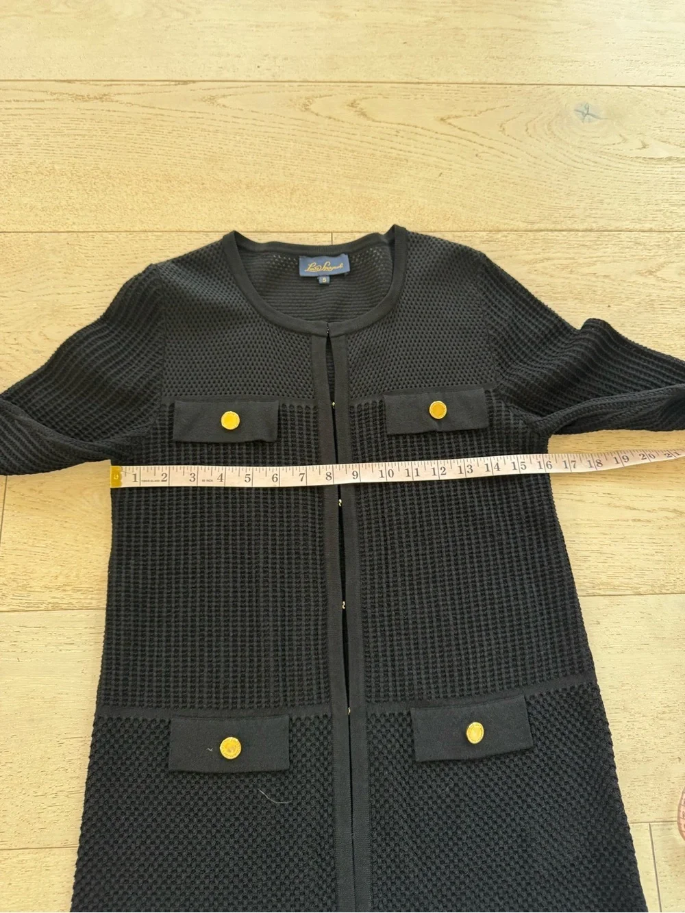 Luisa Spagnoli black with gold tone buttons blazer cardigan